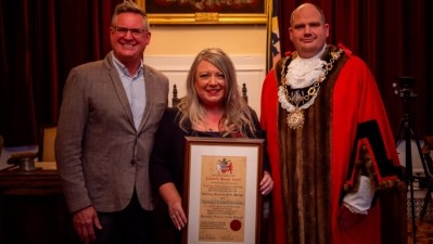 Success: Tamworth Tap awarded Freeman of the Borough by council (Pictured: George and Louise Greenaway being presented with the honour / Credit: Tamworth Borough Council)