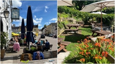 Welcoming sight: a view of the front and rear of the Lamb Inn, Axbridge